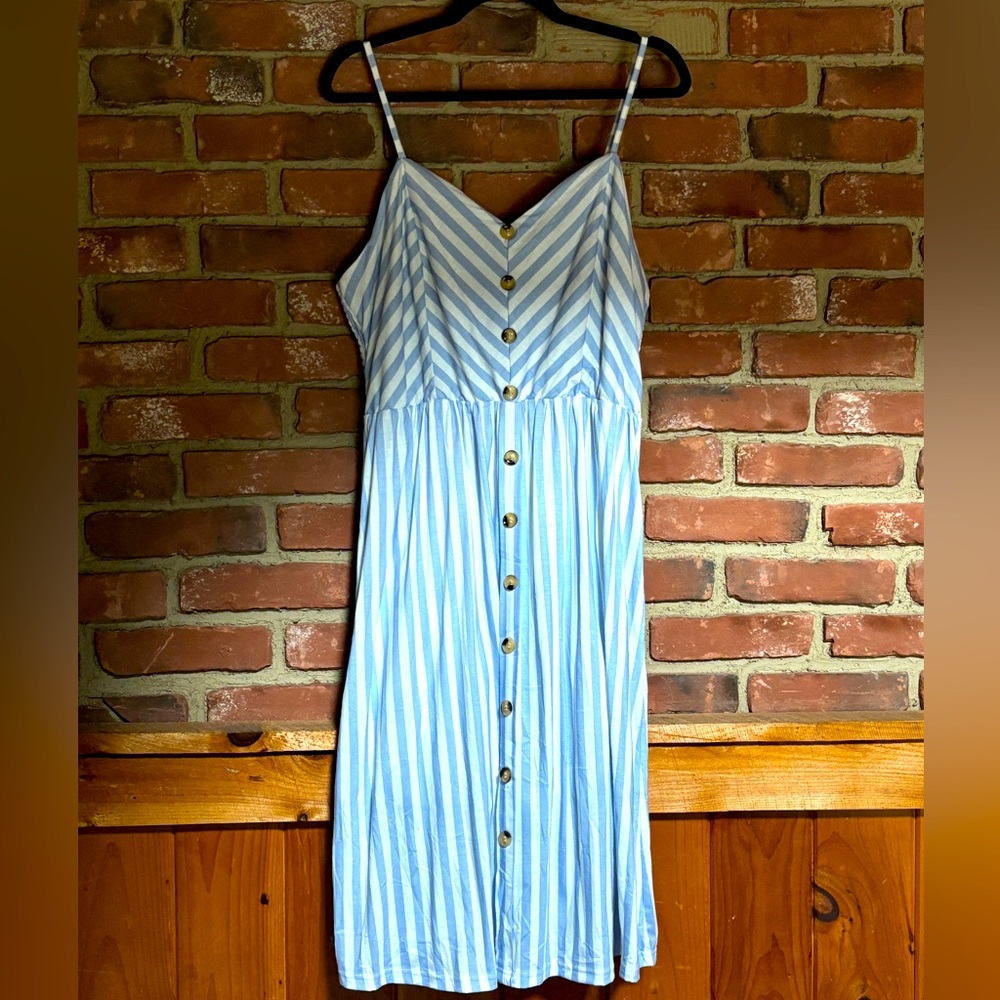 XXL White and Blue Striped Summer dress, NEVER WORN